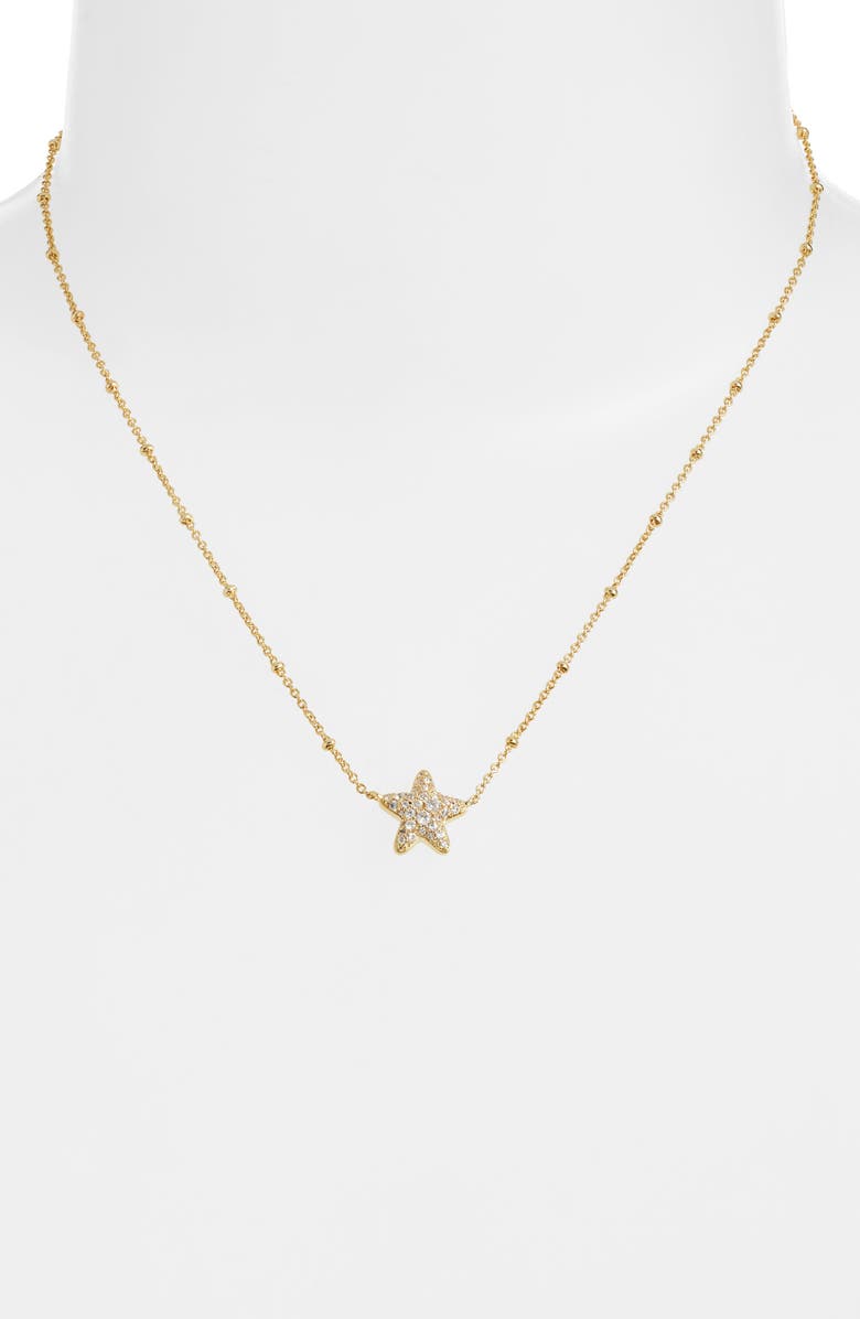 Kendra Scott Jae Pavé Cubic Zirconia Starfish Pendant Necklace, Alternate, color,