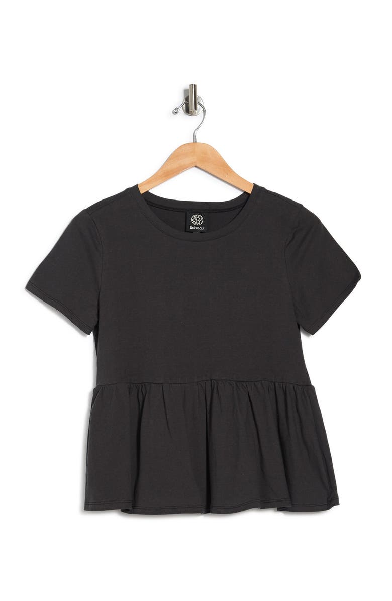 Bobeau Short Sleeve Cotton Peplum Top, Alternate, color,