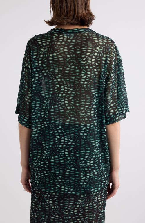 Shop Dries Van Noten Hoge Print Mesh T-shirt In Malachite