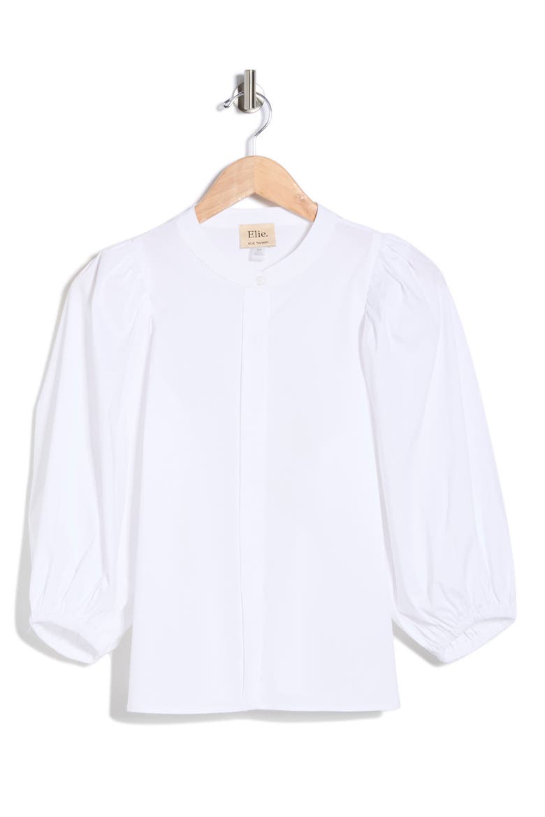 Puff Sleeve Button-Up Top, Alternate, color, WHITE