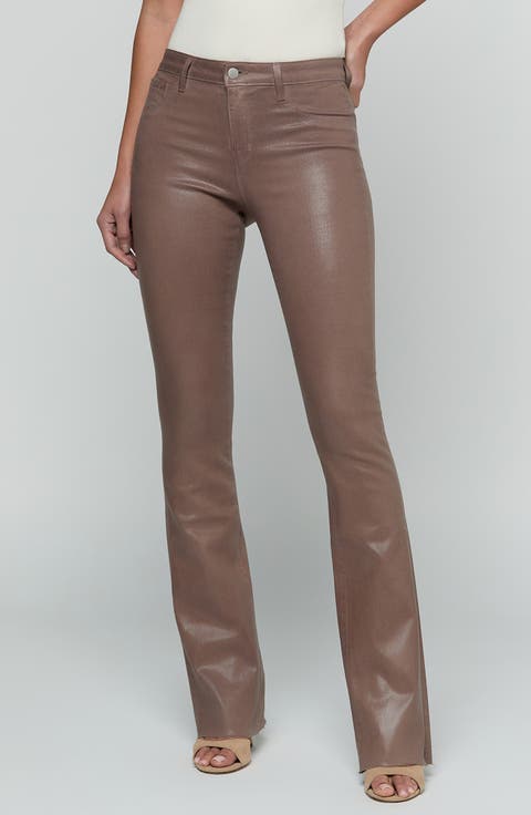 Ruth Coated High Waist Raw Hem Straight Leg Jeans