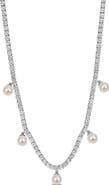 Julianna B. Pearl & Created White Sapphire Charm Necklace