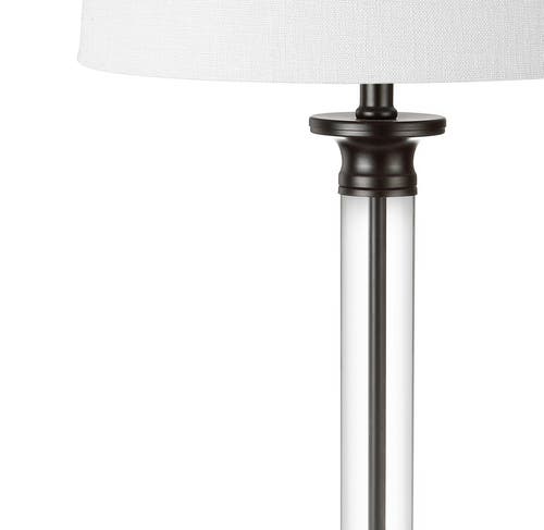 Jonathan Y Designs Set Of 2 Mason 30in Glass & Metal Table Lamps In Black/clear