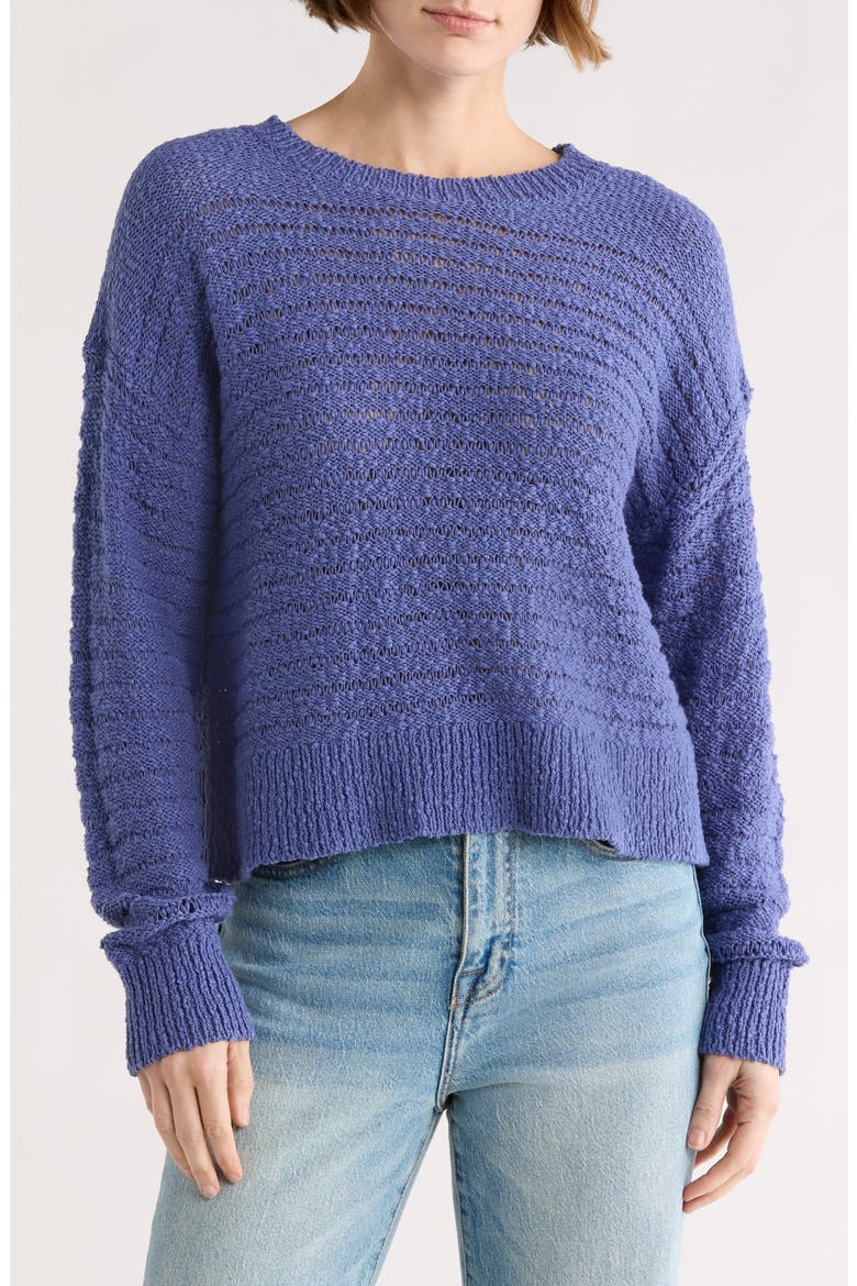 Open Stitch Cotton Sweater, Main, color, BLUE FJORD