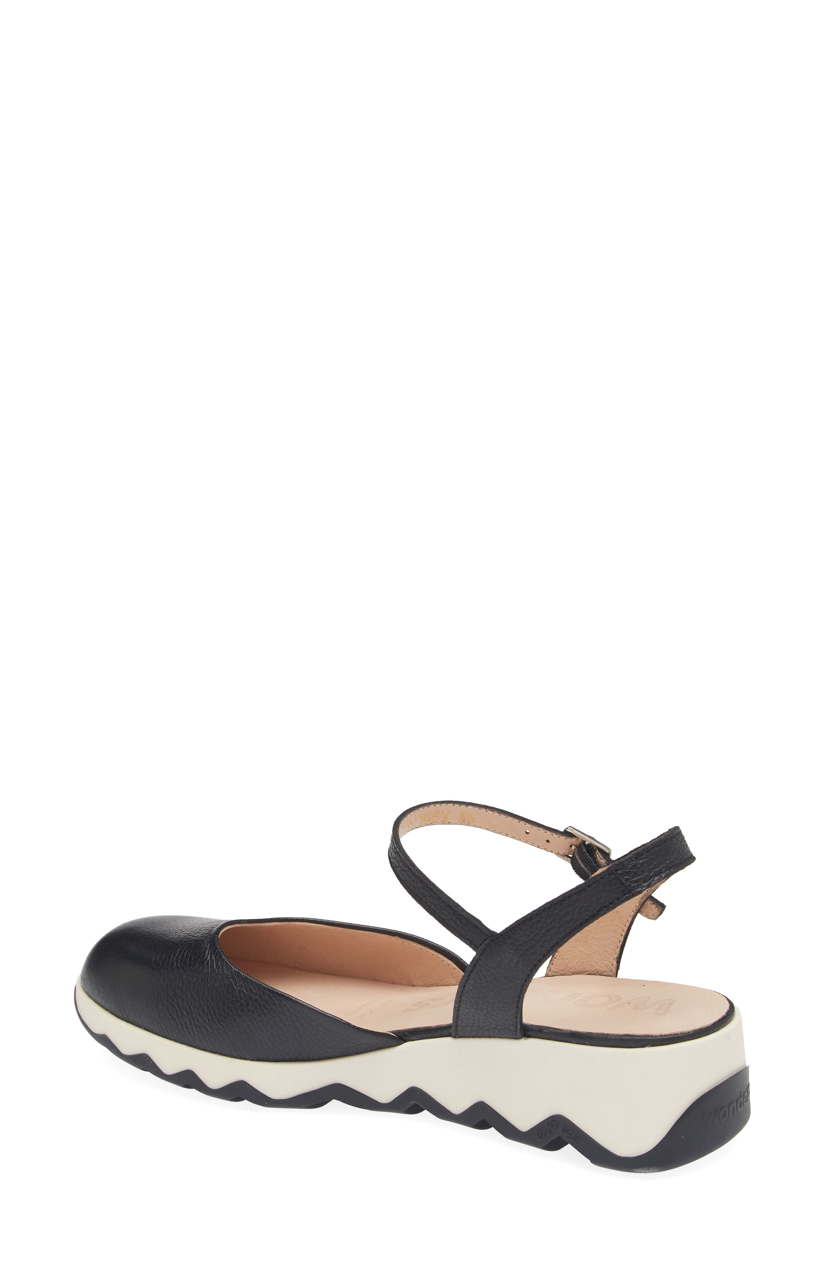 Wonders Ankle Strap Platform Ballet Pump, Alternate, color, Wild Black