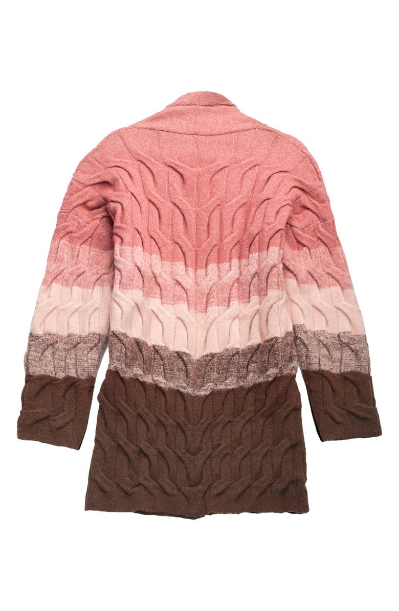 SAACHI Coloblock Cable Knit Cardigan, Alternate, color, Pink