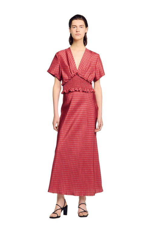 Sandro Scarf Print Maxi Dress In Multi