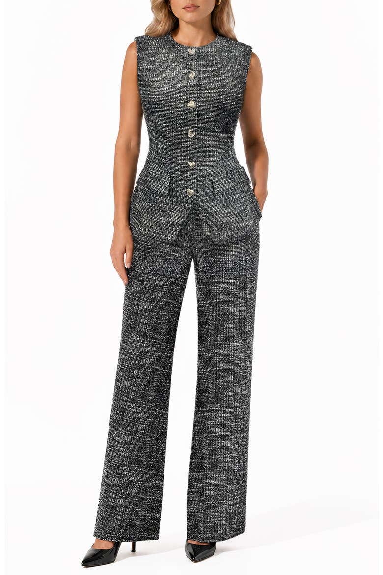Ilisa Textured Wide Leg Pants, Alternate, color, BW BOUCLE