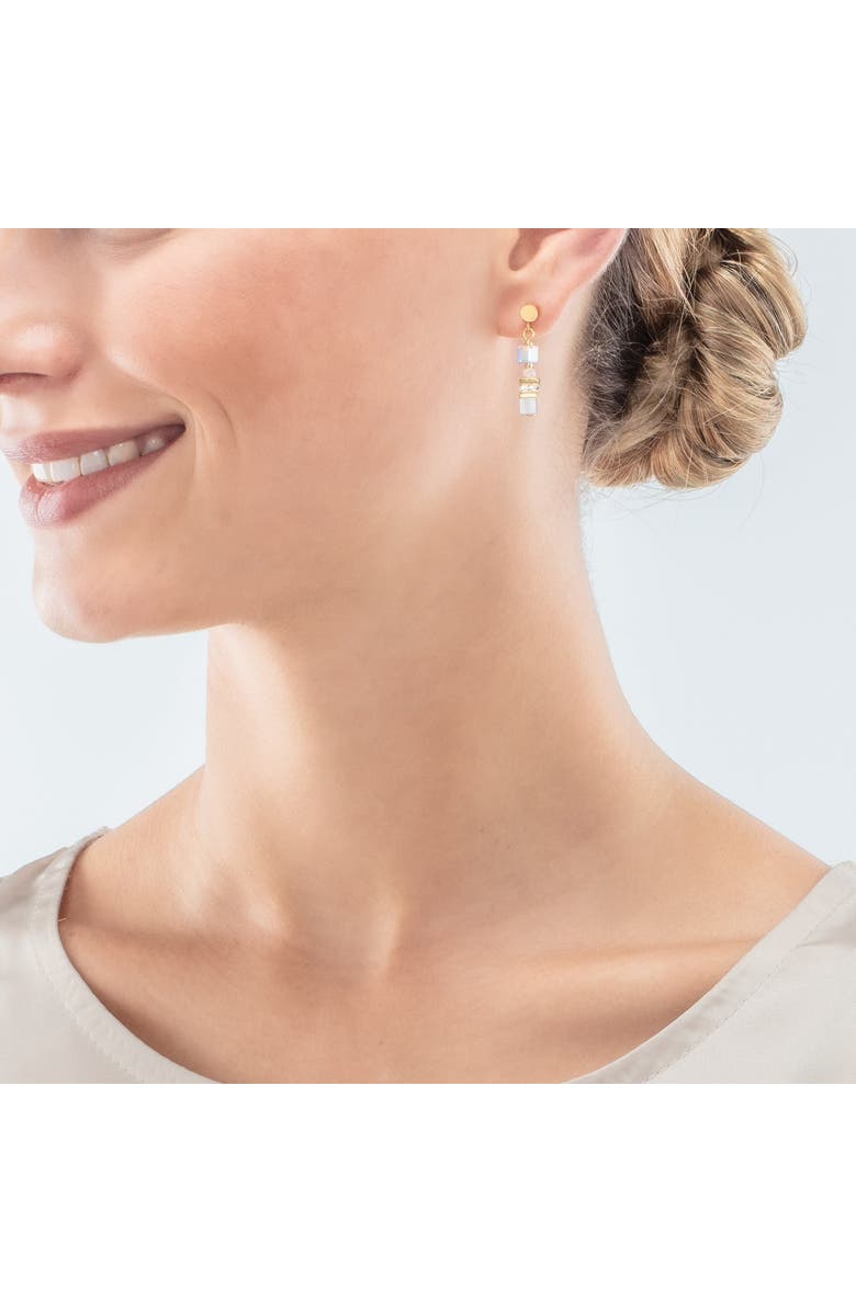 COEUR DE LION Mini Cubes Gold Earrings, Alternate, color, White