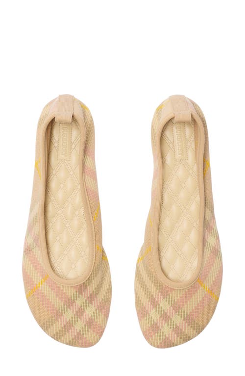 Shop Burberry Baby Check Knit Ballerina Flat