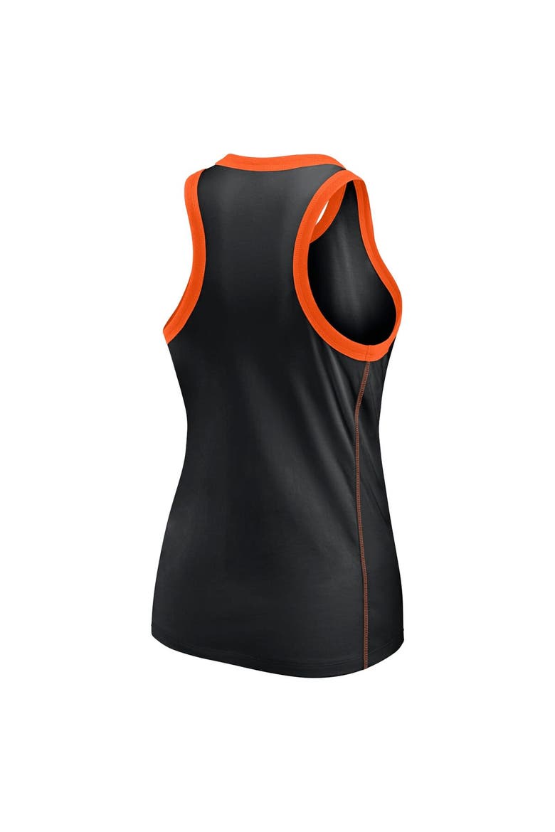 Women's Fanatics Branded Black San Francisco Giants Tailsweep Fashion Racerback Rhinestone Tank Top, Alternate, color, Black