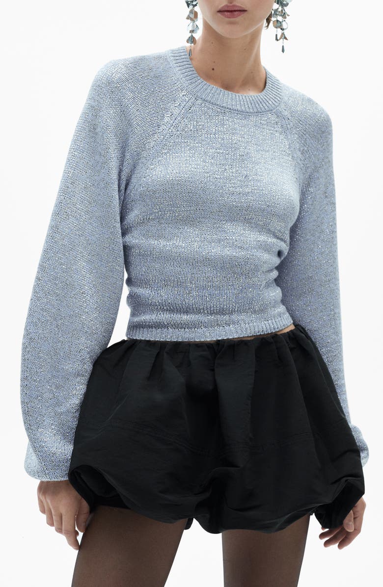 MANGO Shimmer Open Back Sweater, Main, color, 