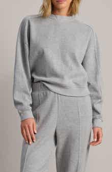 Signature Crewneck Cotton Blend Rib Sweatshirt