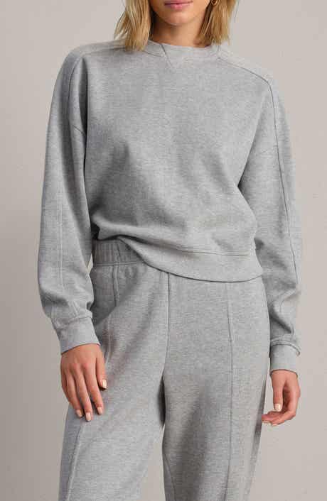 Signature Crewneck Cotton Blend Rib Sweatshirt