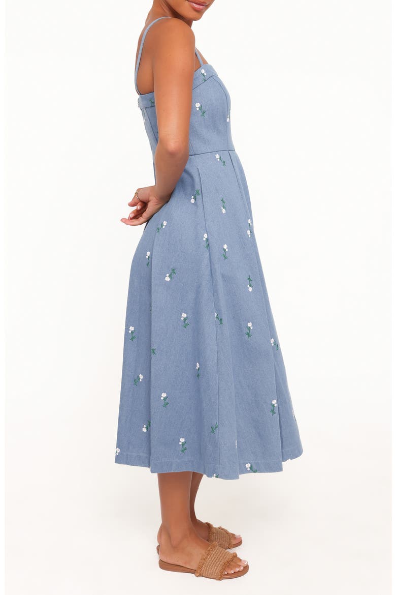 Chelsea Embroidered Midi Dress, Alternate, color, MED DENIM