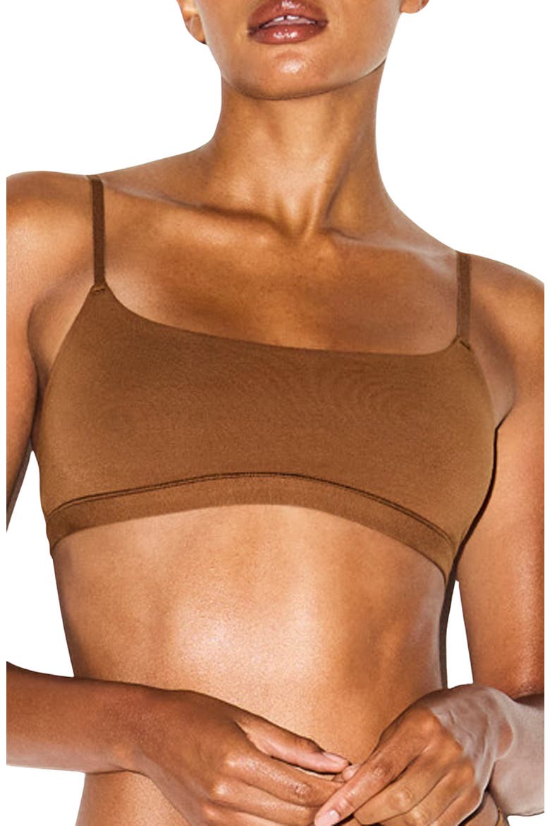 Stretch Cotton Jersey Scoop Bralette, Main, color, CHAI