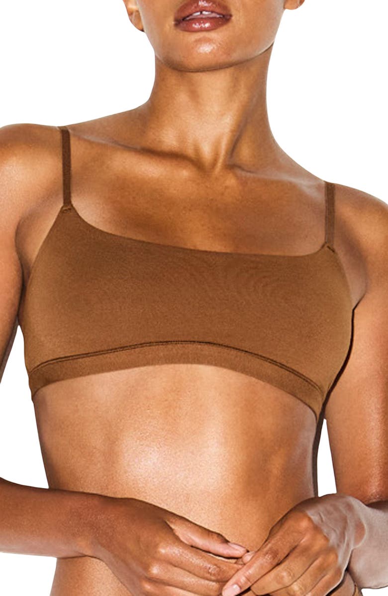SKIMS Stretch Cotton Jersey Scoop Bralette, Main, color, Chai