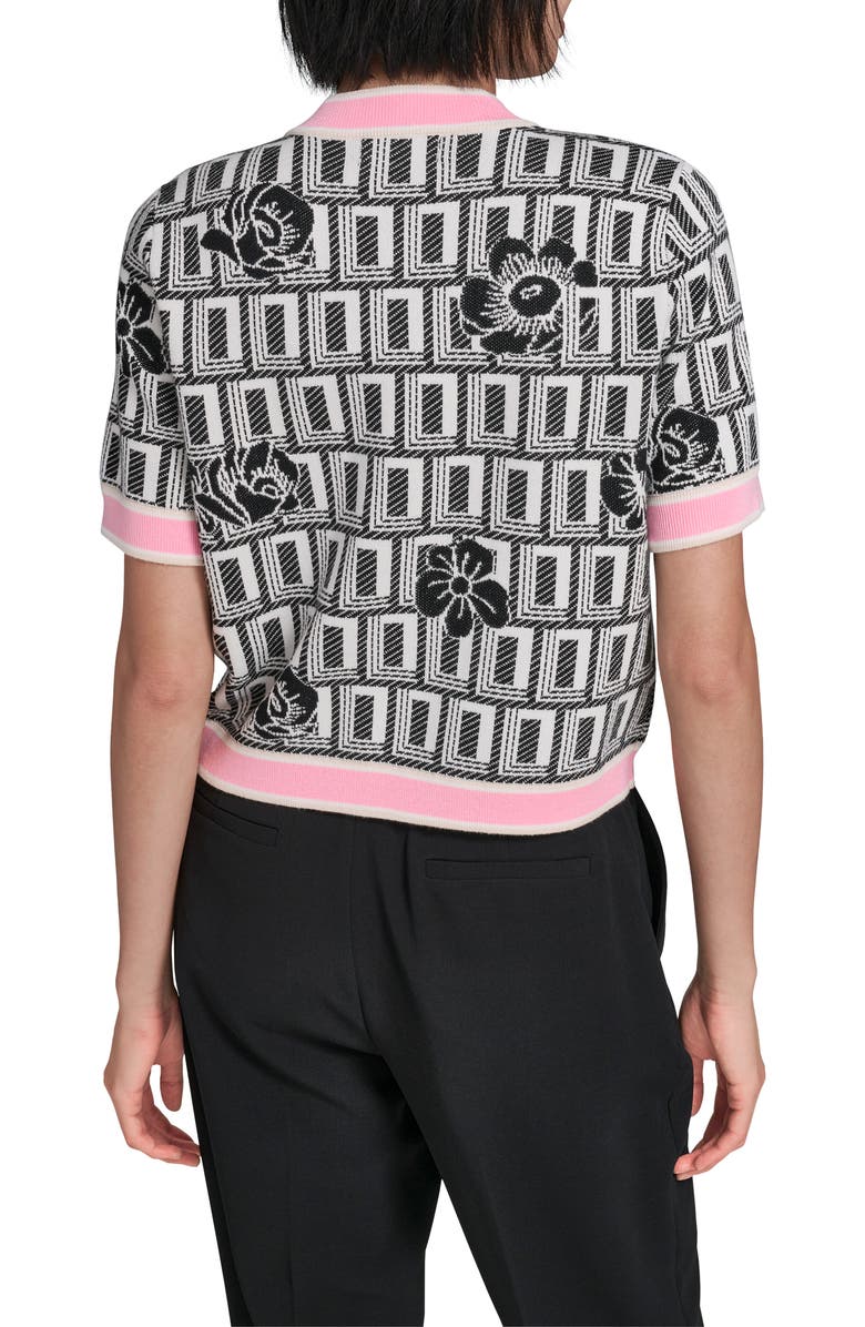 KARL LAGERFELD PARIS Print Short Sleeve Cardigan, Alternate, color, 