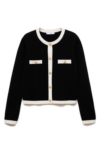 Mango Trim Sweater Jacket In Black