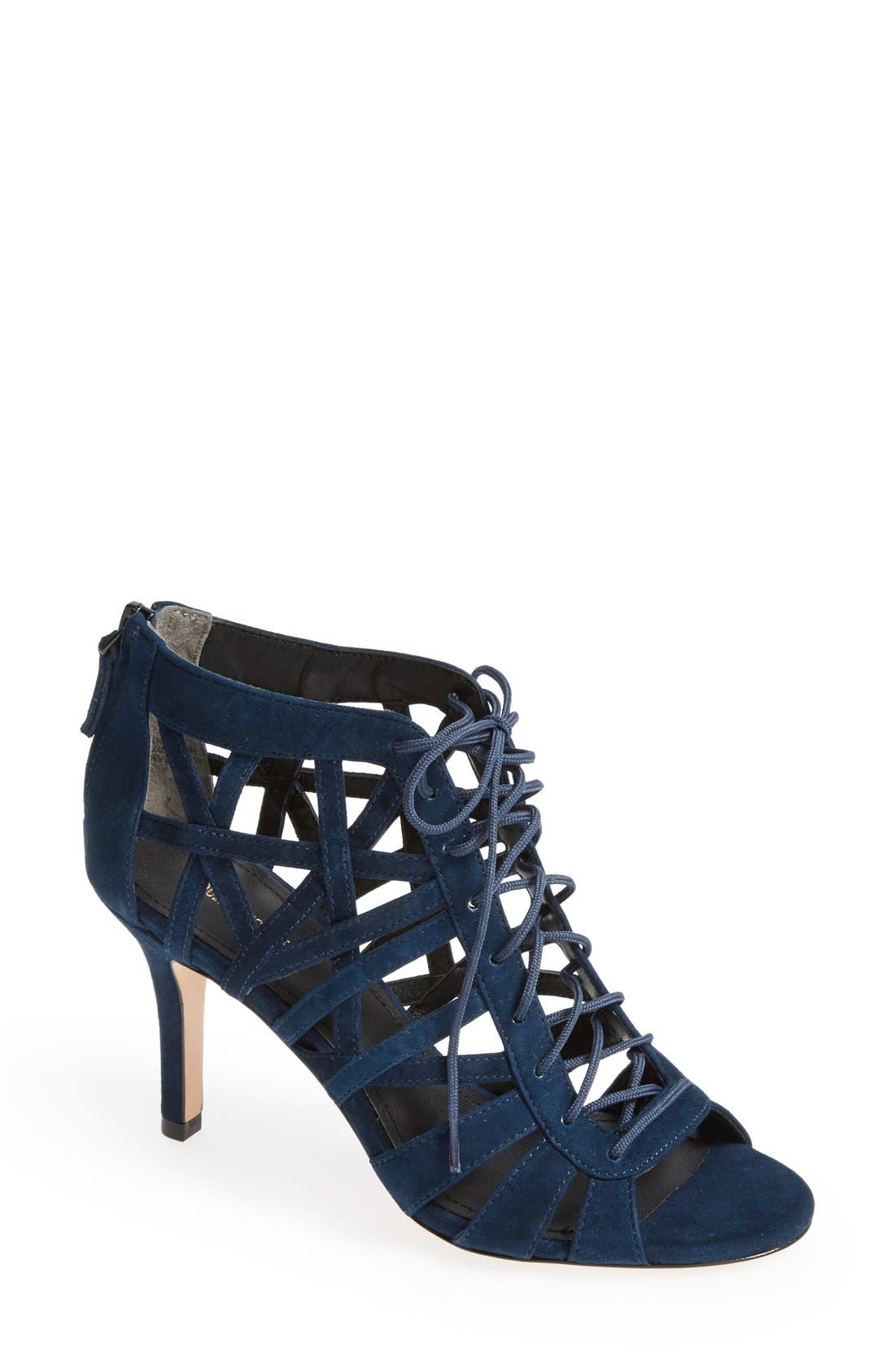 'Charlize' Lace-Up Sandal, Main, color, NAVY