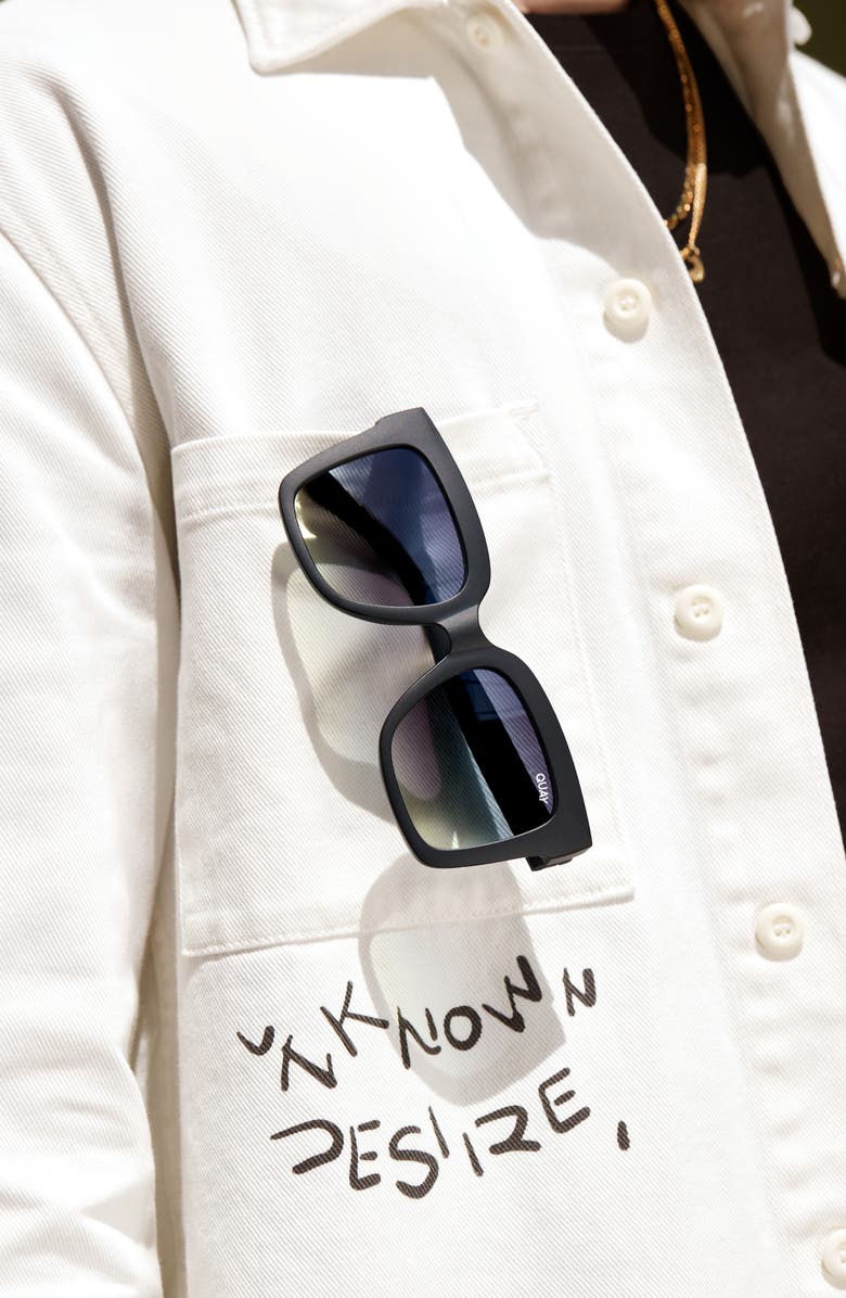 QUAY Icy 51mm Gradient Square Sunglasses, Alternate, color, Matte Black / Smoke Green