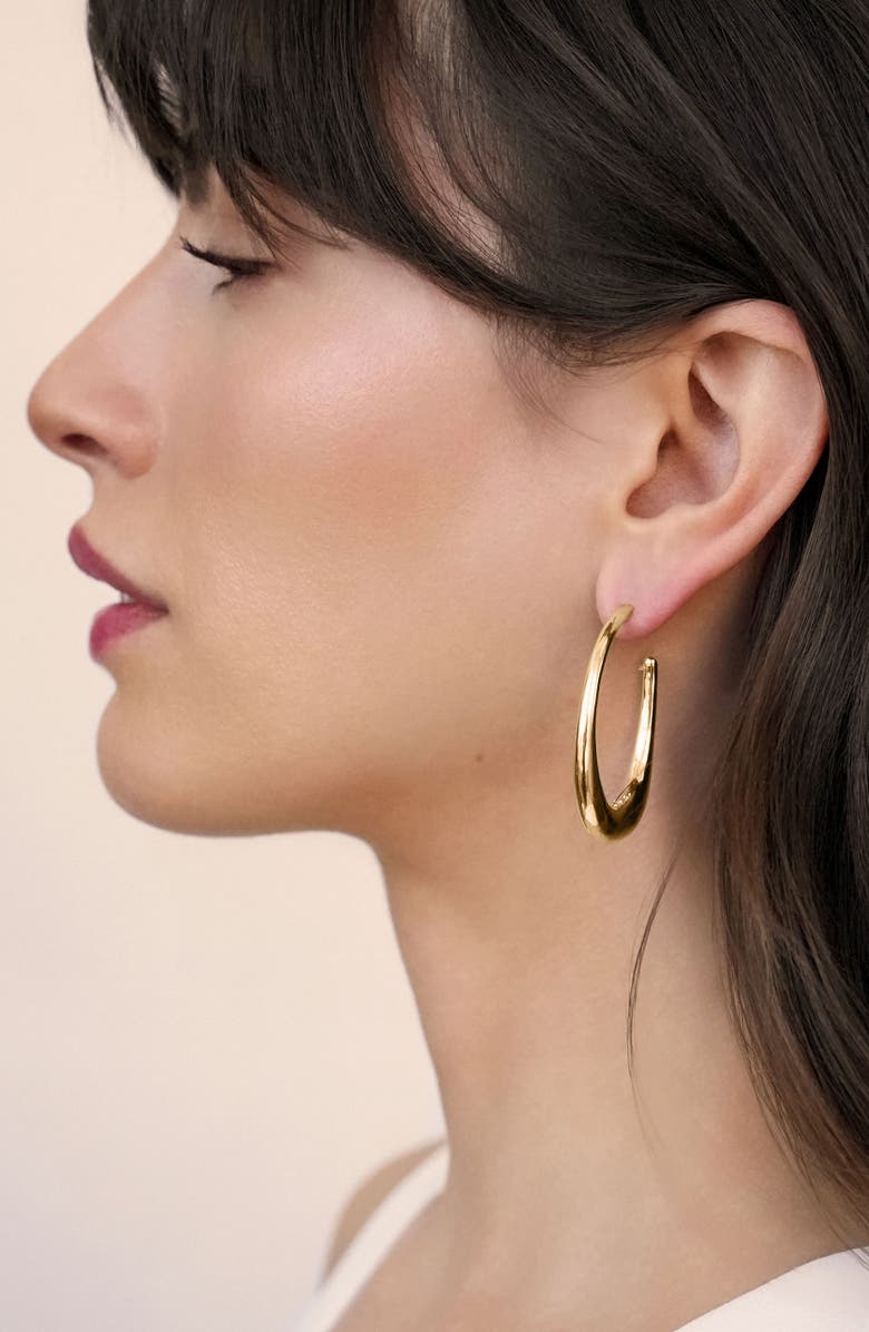 Ettika Smooth Oval Hoop Earrings, Alternate, color, Gold