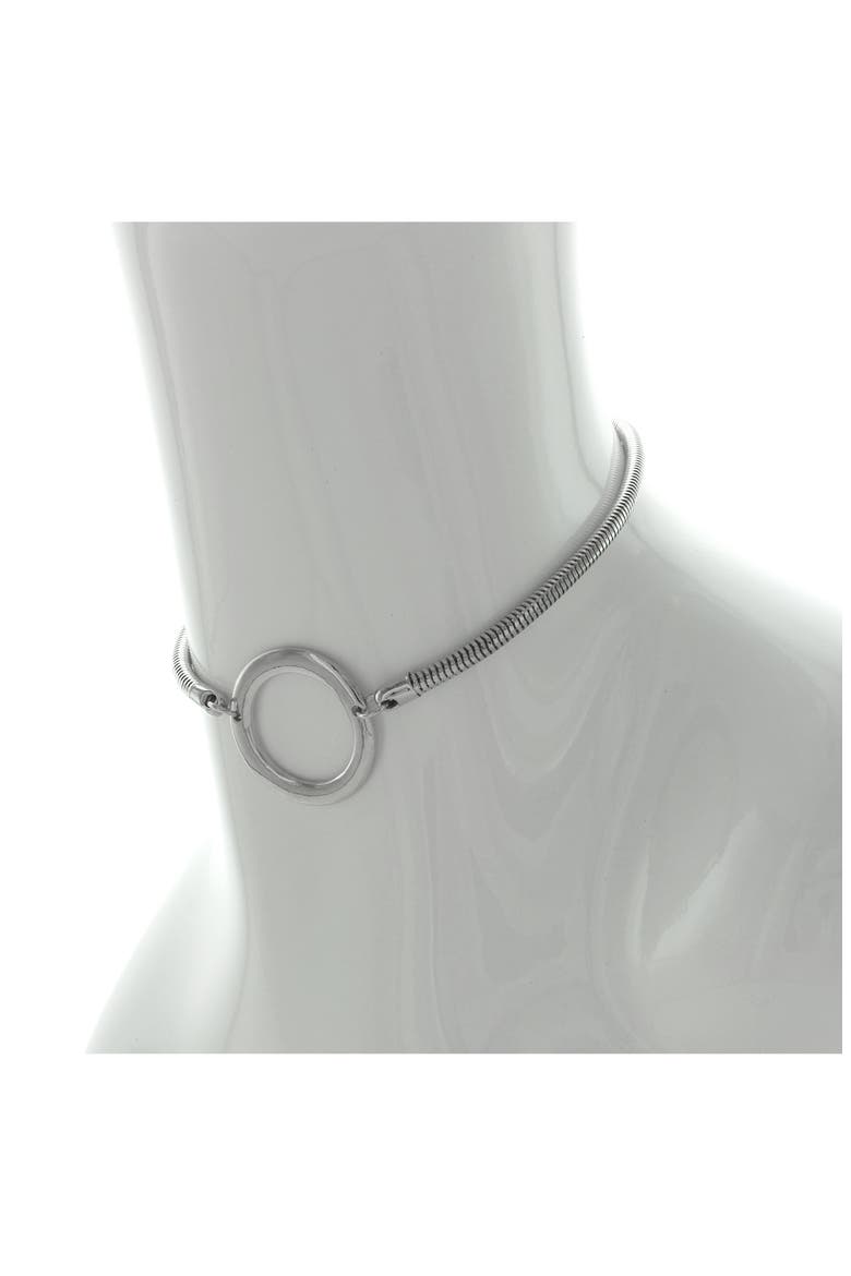 Lala Circle Pendant Choker Necklace, Alternate, color, SILVER