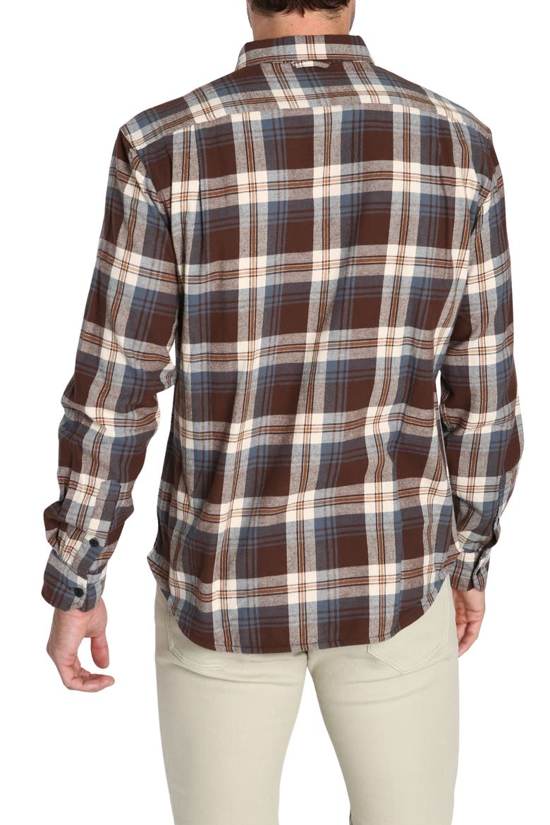 Plaid Long Sleeve Stretch Cotton Button-Up Shirt, Alternate, color, BROWN PLAID FLANNEL