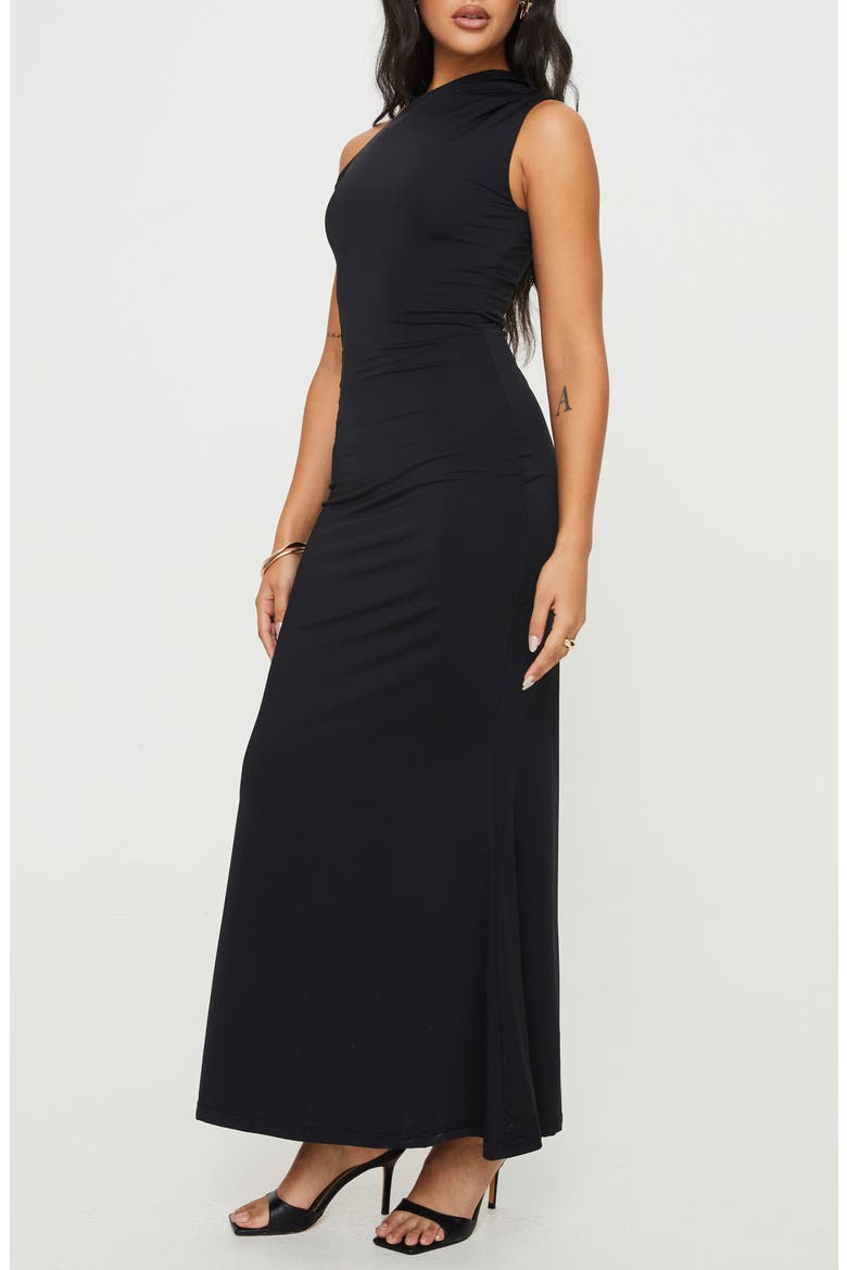 Beller One-Shoulder Maxi Dress, Alternate, color, BLACK