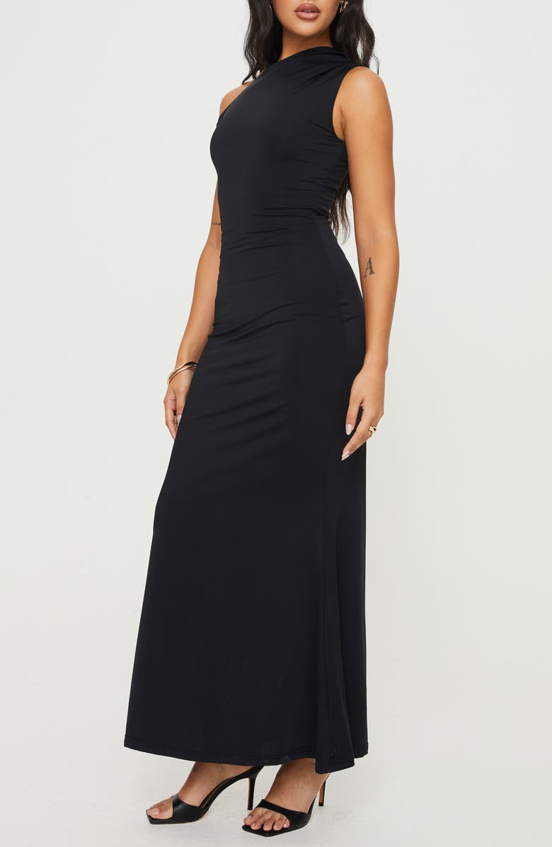 Princess Polly Beller One-Shoulder Maxi Dress, Alternate, color, Black