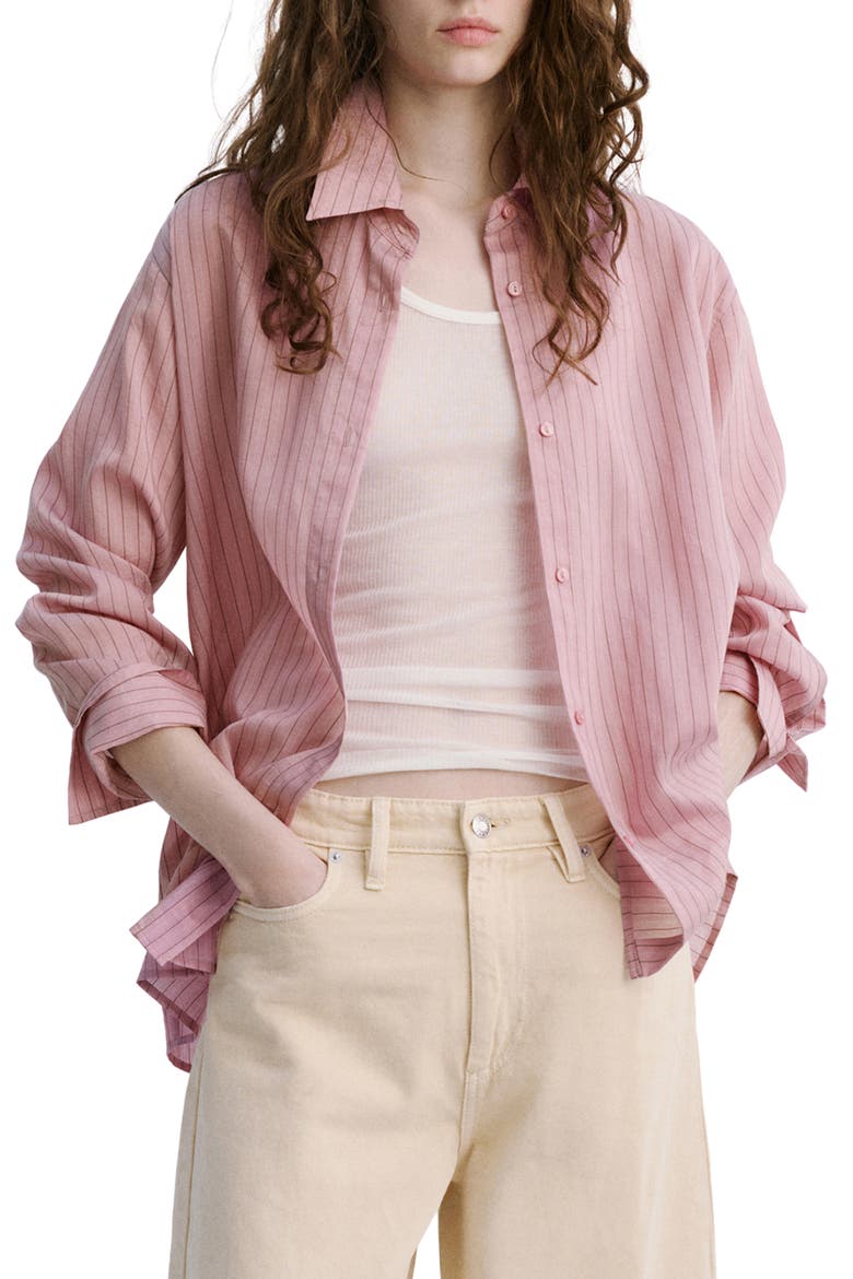 Stripe Button-Up Shirt, Main, color, PASTEL PINK