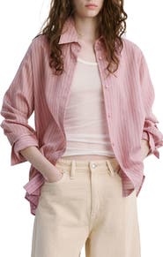 MANGO Stripe Button-Up Shirt