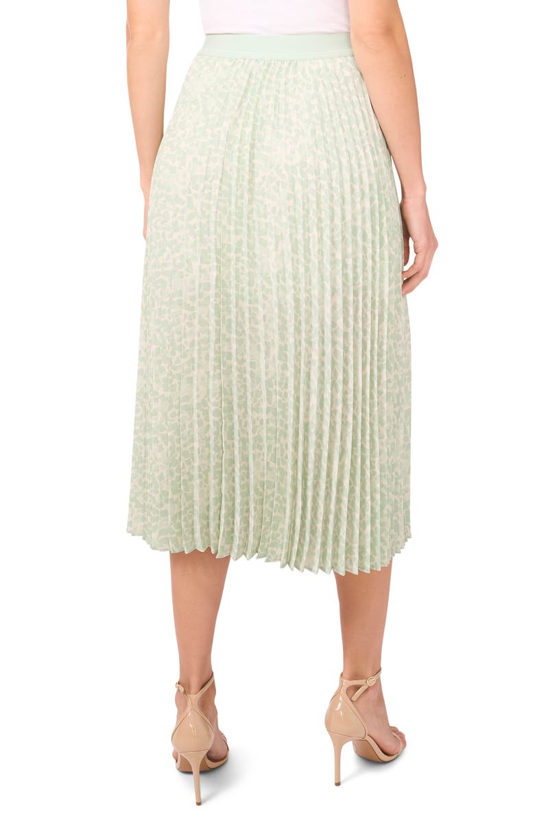 Halogen<sup>®</sup> Geo Print Pleated Slit Hem Midi Skirt, Alternate, color, Mint Creme
