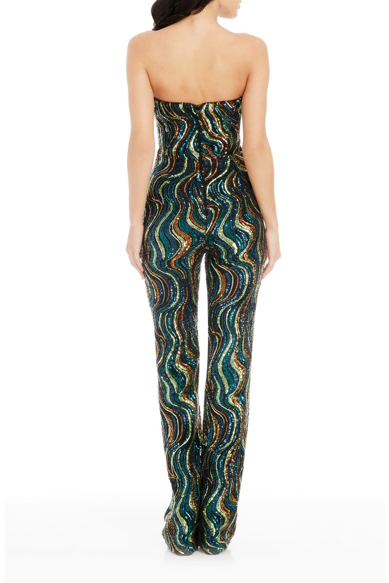 Andy Abstract Sequin Strapless Jumpsuit, Alternate, color, TEAL MULTI