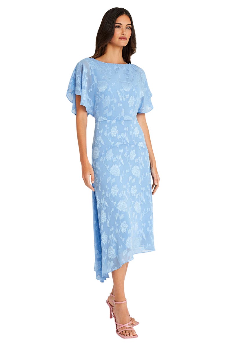 Maggy London Floral Jacquard Asymmetric Midi Dress, Alternate, color, 