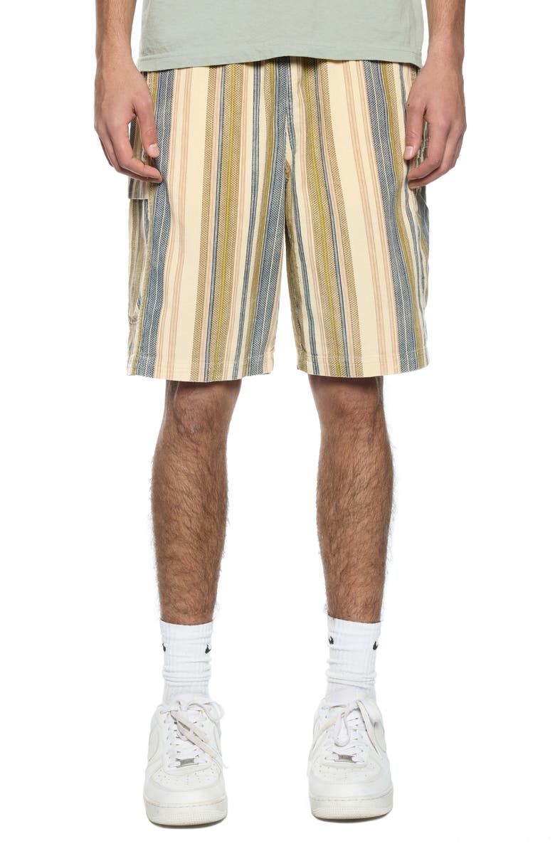 Round Two EZ Stripe Cotton Corduroy Shorts, Main, color, Khaki Blue Stripe