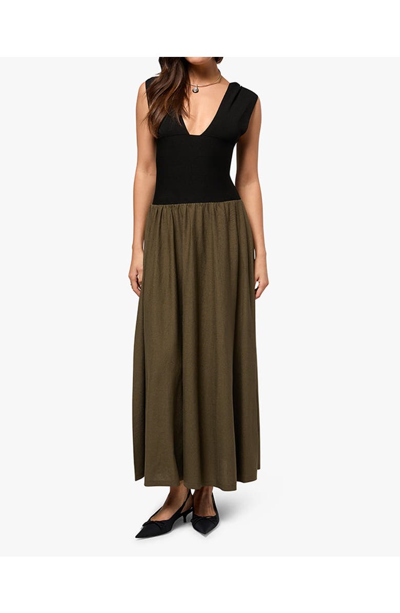 WeWoreWhat Deep V Corset Maxi Dress, Main, color,