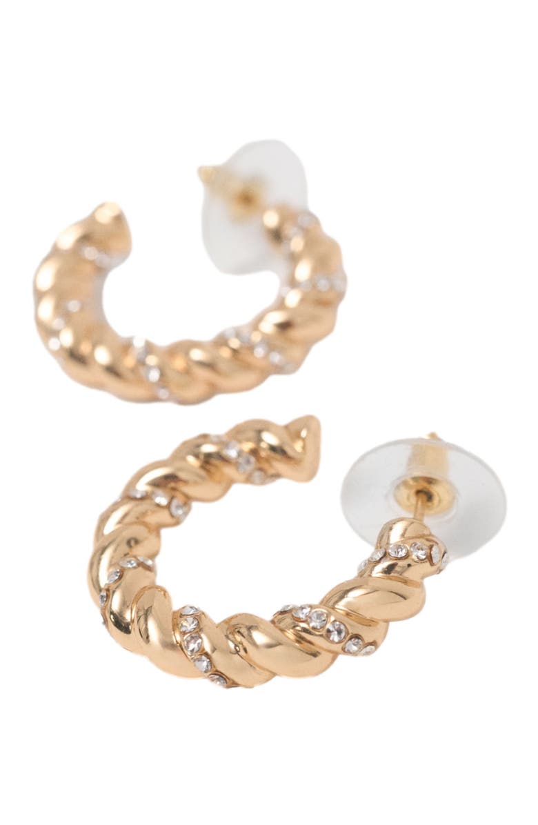 maje Twisted rhinestone hoop earrings, Alternate, color, Gold