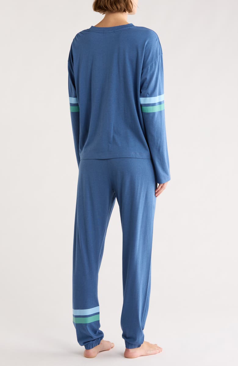 PJ Salvage Jersey Graphic Pajamas, Alternate, color, Navy