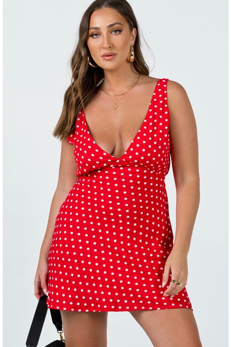 Nellie Dot Sleeveless Minidress, Alternate, color, RED POLKA DOT