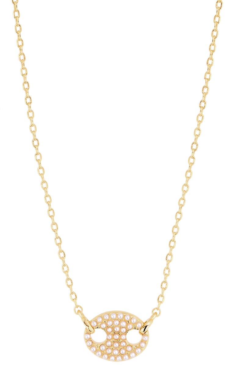 ATHRA LUXE Modern Muse Faux Pearl Pendant Necklace, Main, color, Gold