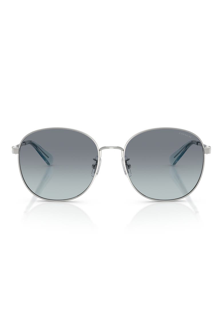 55mm Round Sunglasses, Main, color, SHINY SILVER / OCEAN GRADIENT
