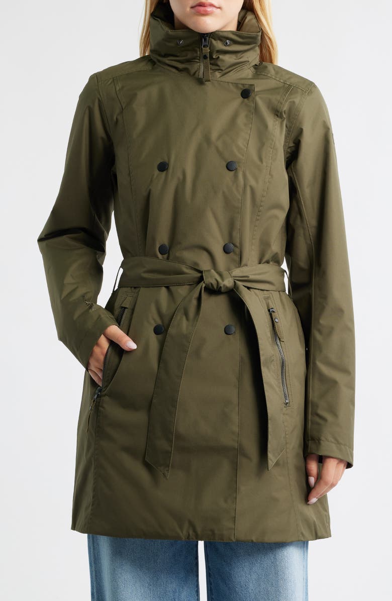 Helly Hansen Welsey II Insulated Waterproof Trench Coat, Main, color, Utility Green
