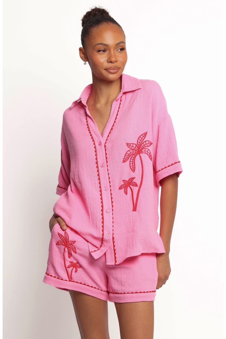 Catalina Embroidered Shorts, Alternate, color, PINK