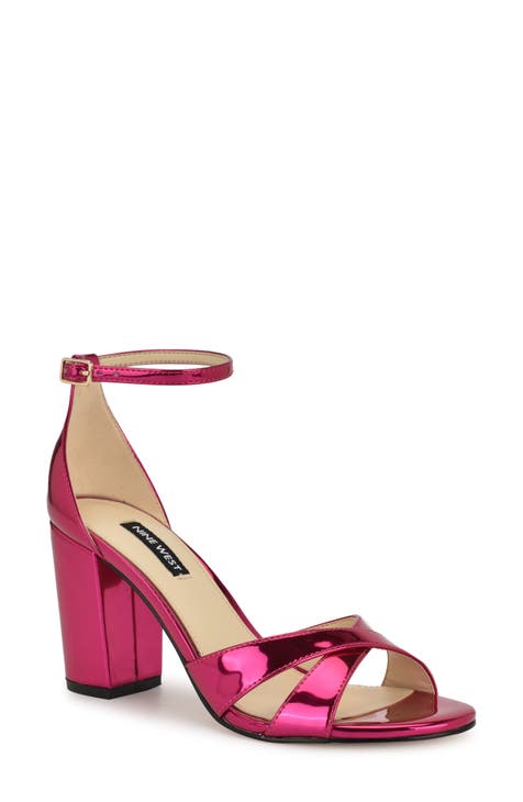 Fashion pale pink ankle strap heels