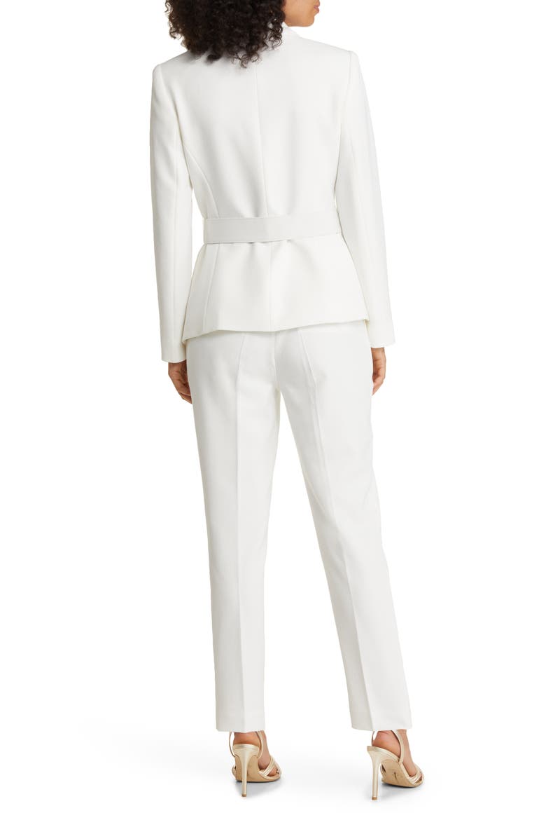 Peak Lapel Belted Blazer & Pants Set, Alternate, color, IVORY