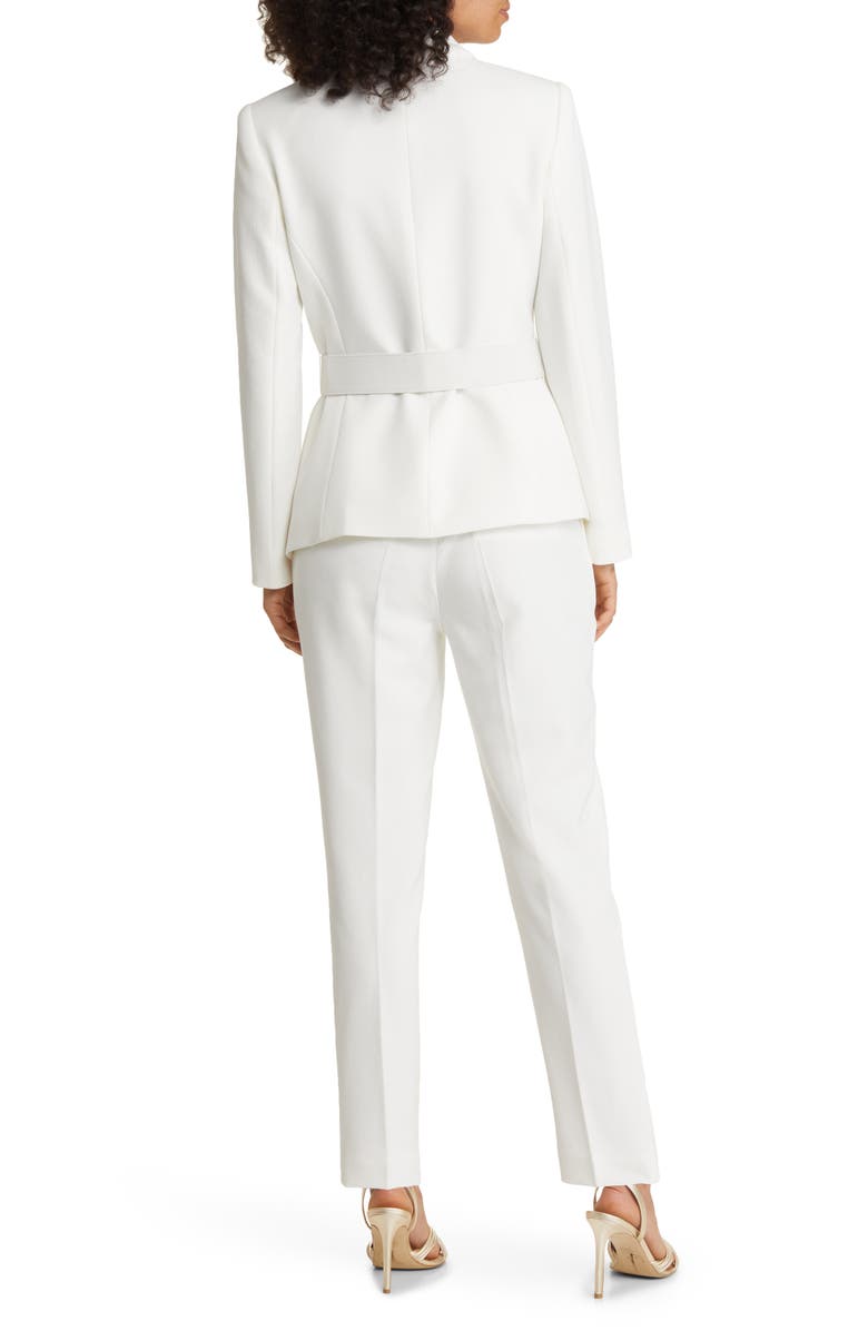Tahari ASL Peak Lapel Belted Blazer & Pants Set, Alternate, color, Ivory