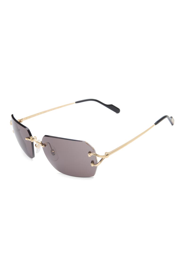 59mm Frameless Rectangular Sunglasses, Alternate, color, GOLD