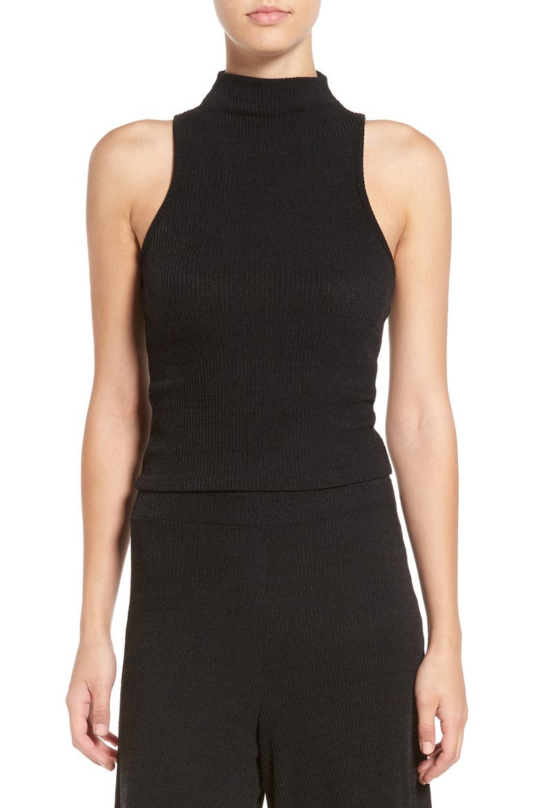 Ribbed Mock Neck Tank, Main, color, BLACK