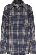 LIONESS Clarity Plaid Cotton Flannel Button-Up Shirt